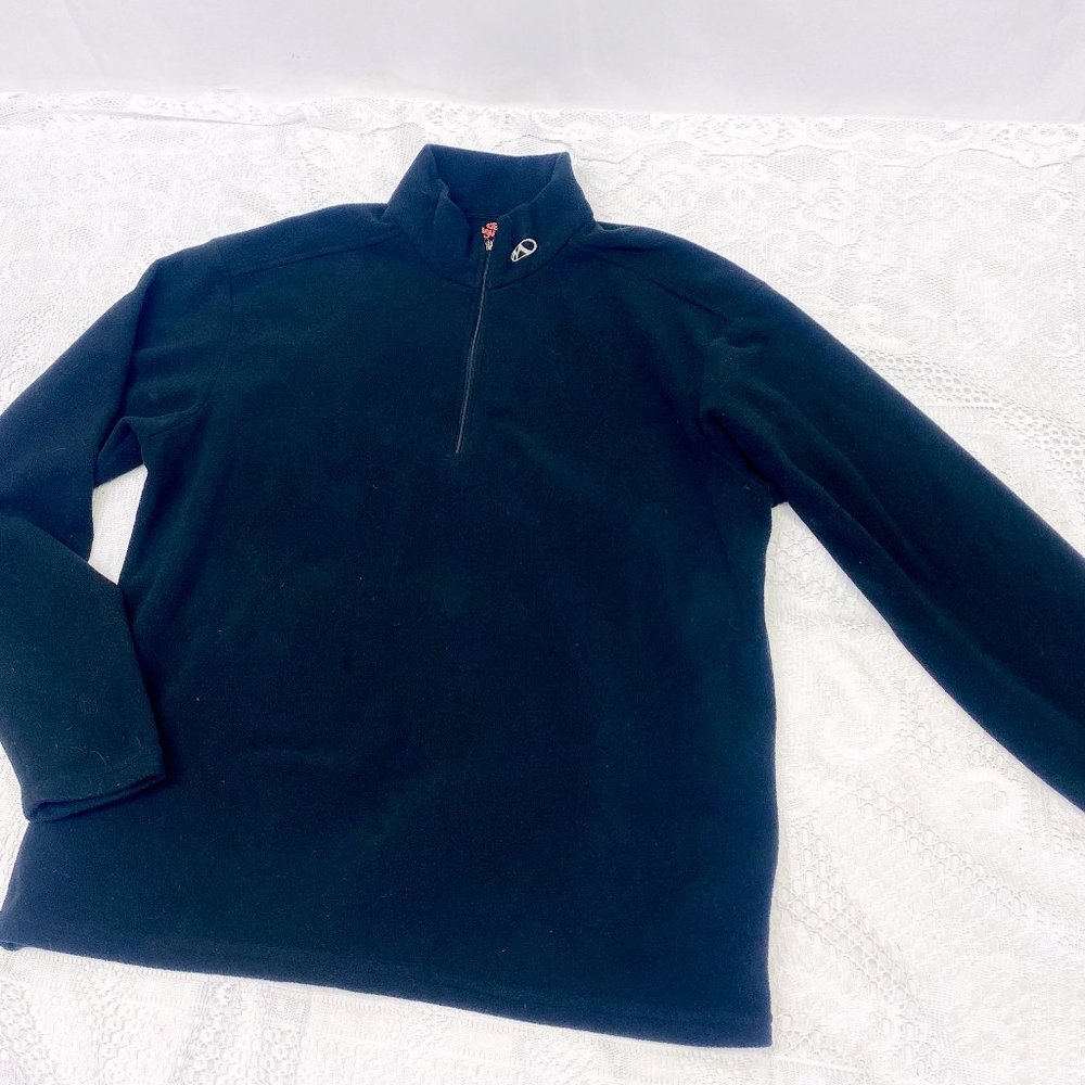 Men's Marker Brand Black Sweater Collar Zip Sports Fleece Long Sleeve Wear